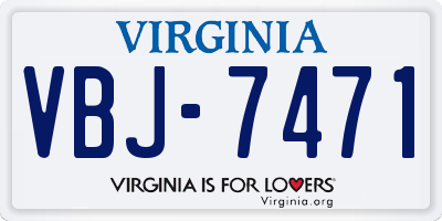 VA license plate VBJ7471