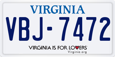VA license plate VBJ7472