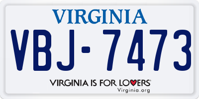 VA license plate VBJ7473
