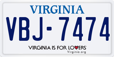 VA license plate VBJ7474