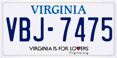 VA license plate VBJ7475