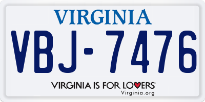 VA license plate VBJ7476