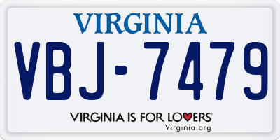 VA license plate VBJ7479