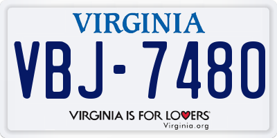 VA license plate VBJ7480