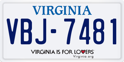 VA license plate VBJ7481