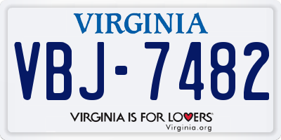 VA license plate VBJ7482