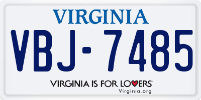 VA license plate VBJ7485