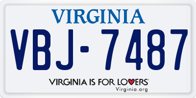 VA license plate VBJ7487