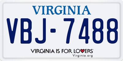 VA license plate VBJ7488