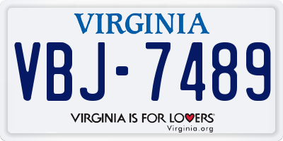 VA license plate VBJ7489