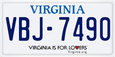 VA license plate VBJ7490