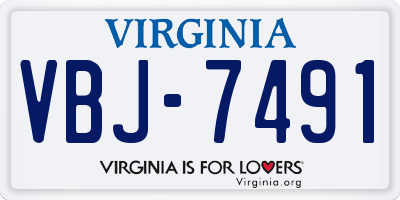 VA license plate VBJ7491