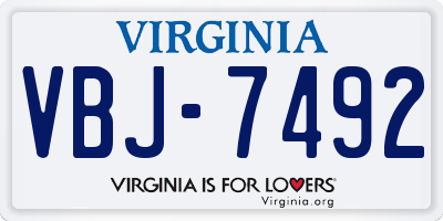 VA license plate VBJ7492