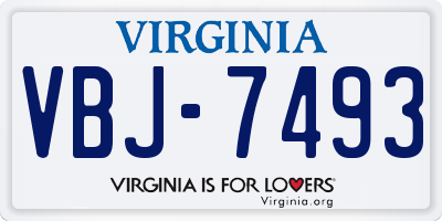 VA license plate VBJ7493