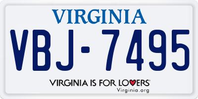 VA license plate VBJ7495