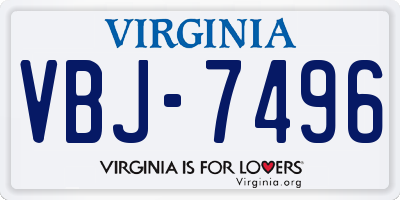 VA license plate VBJ7496