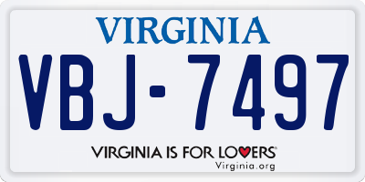 VA license plate VBJ7497