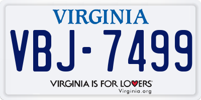 VA license plate VBJ7499