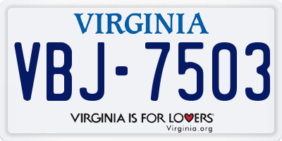 VA license plate VBJ7503