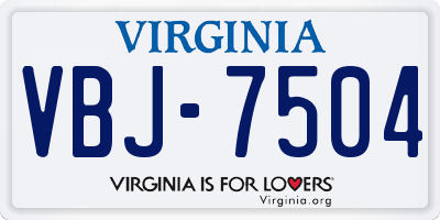 VA license plate VBJ7504