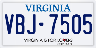 VA license plate VBJ7505