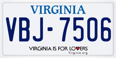 VA license plate VBJ7506