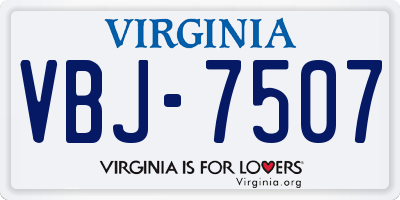 VA license plate VBJ7507