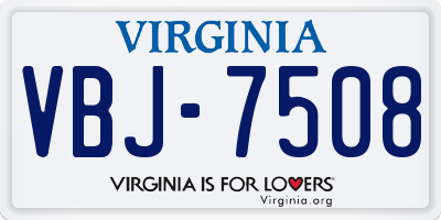 VA license plate VBJ7508