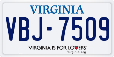 VA license plate VBJ7509