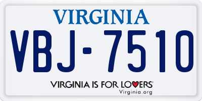 VA license plate VBJ7510