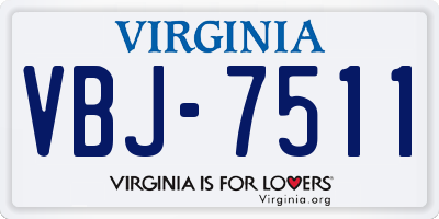 VA license plate VBJ7511