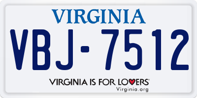 VA license plate VBJ7512