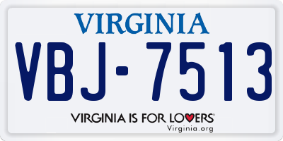 VA license plate VBJ7513
