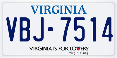 VA license plate VBJ7514