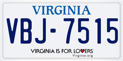 VA license plate VBJ7515