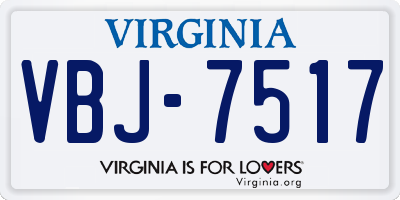 VA license plate VBJ7517