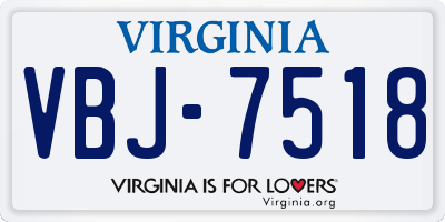 VA license plate VBJ7518