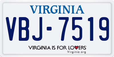 VA license plate VBJ7519