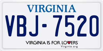 VA license plate VBJ7520