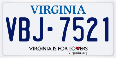 VA license plate VBJ7521