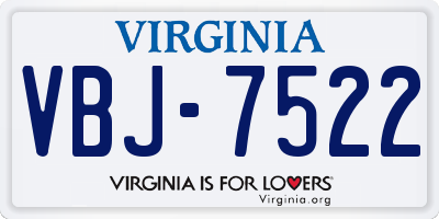 VA license plate VBJ7522