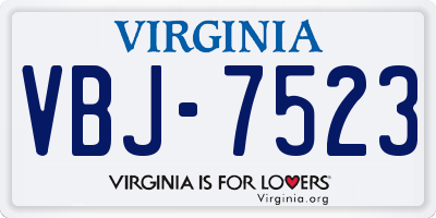 VA license plate VBJ7523