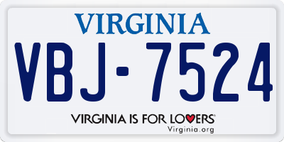 VA license plate VBJ7524