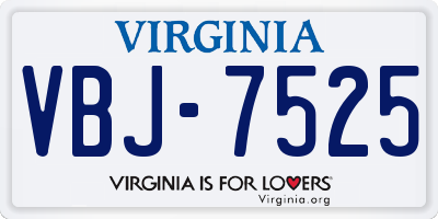 VA license plate VBJ7525
