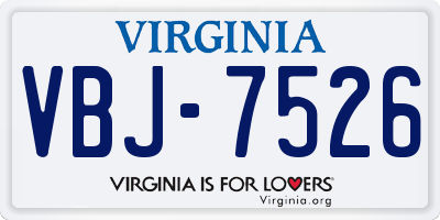 VA license plate VBJ7526
