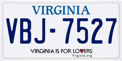 VA license plate VBJ7527
