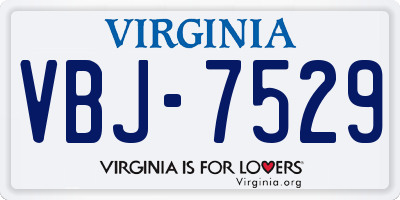 VA license plate VBJ7529