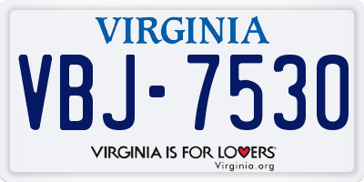 VA license plate VBJ7530