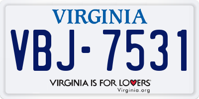 VA license plate VBJ7531