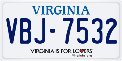 VA license plate VBJ7532